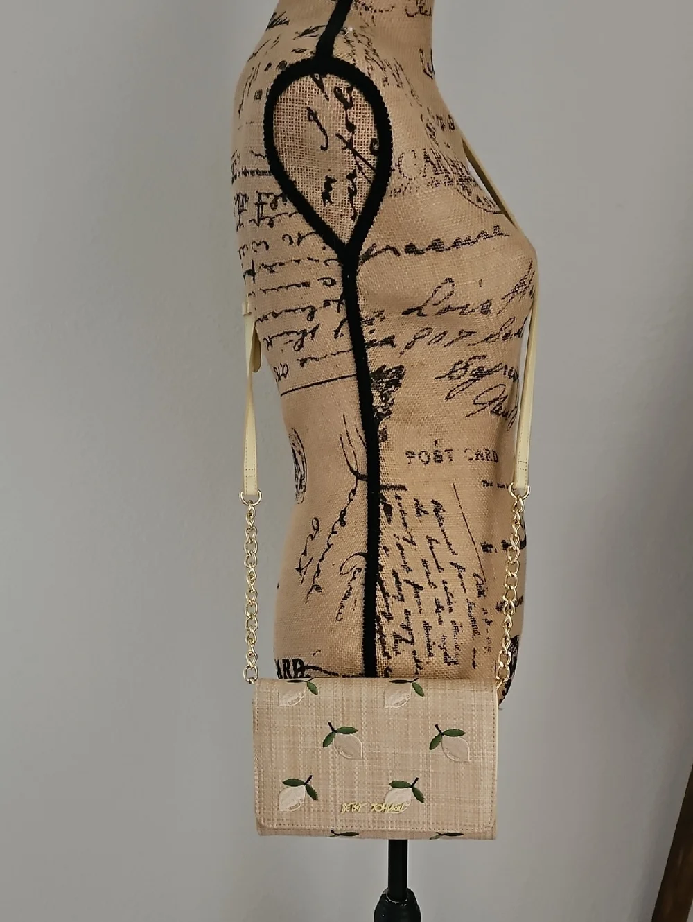 Betsey Johnson Woven Straw Crossbody Bag with Lemon Embroidery - Cream - Picture 2 of 6
